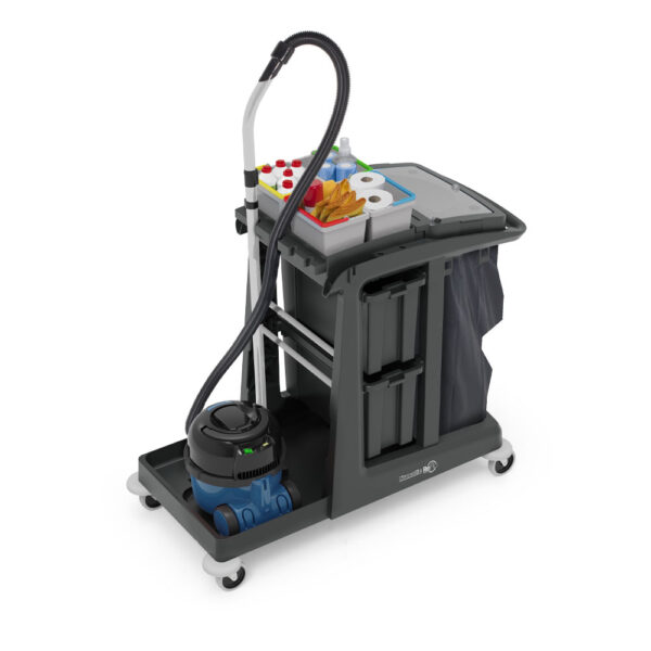 Eco-Matic EM5 Cleaning Trolley with accessories and cordless vacuum