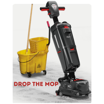 220NX scrubber dryer with a bucket in the backdrop